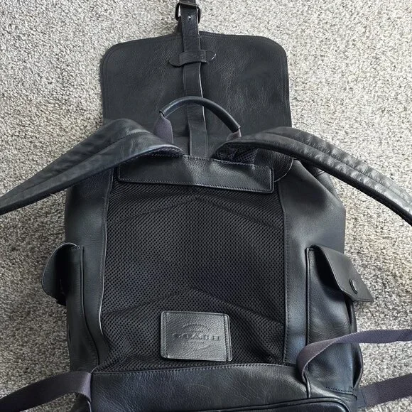 Coach Hudson black pebble leather backpack